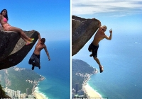 Cặp đôi liều lĩnh đu mình trên vách đá cao gần 850m
