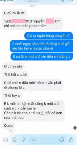 Cô dâu nhắn tin mời cưới, bạn chưa nói câu nào đã đòi ngay 500 nghìn tiền mừng như đòi nợ